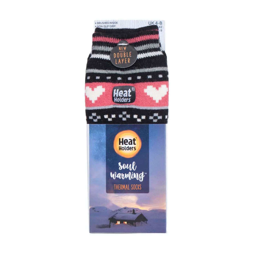Ladies Fairisle Nordic Winter Non Slip Thermal Slipper Socks