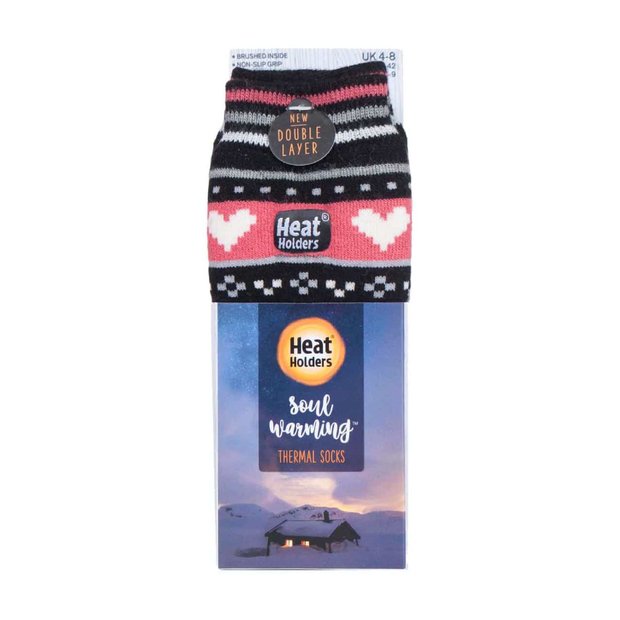Ladies Fairisle Nordic Winter Non Slip Thermal Slipper Socks