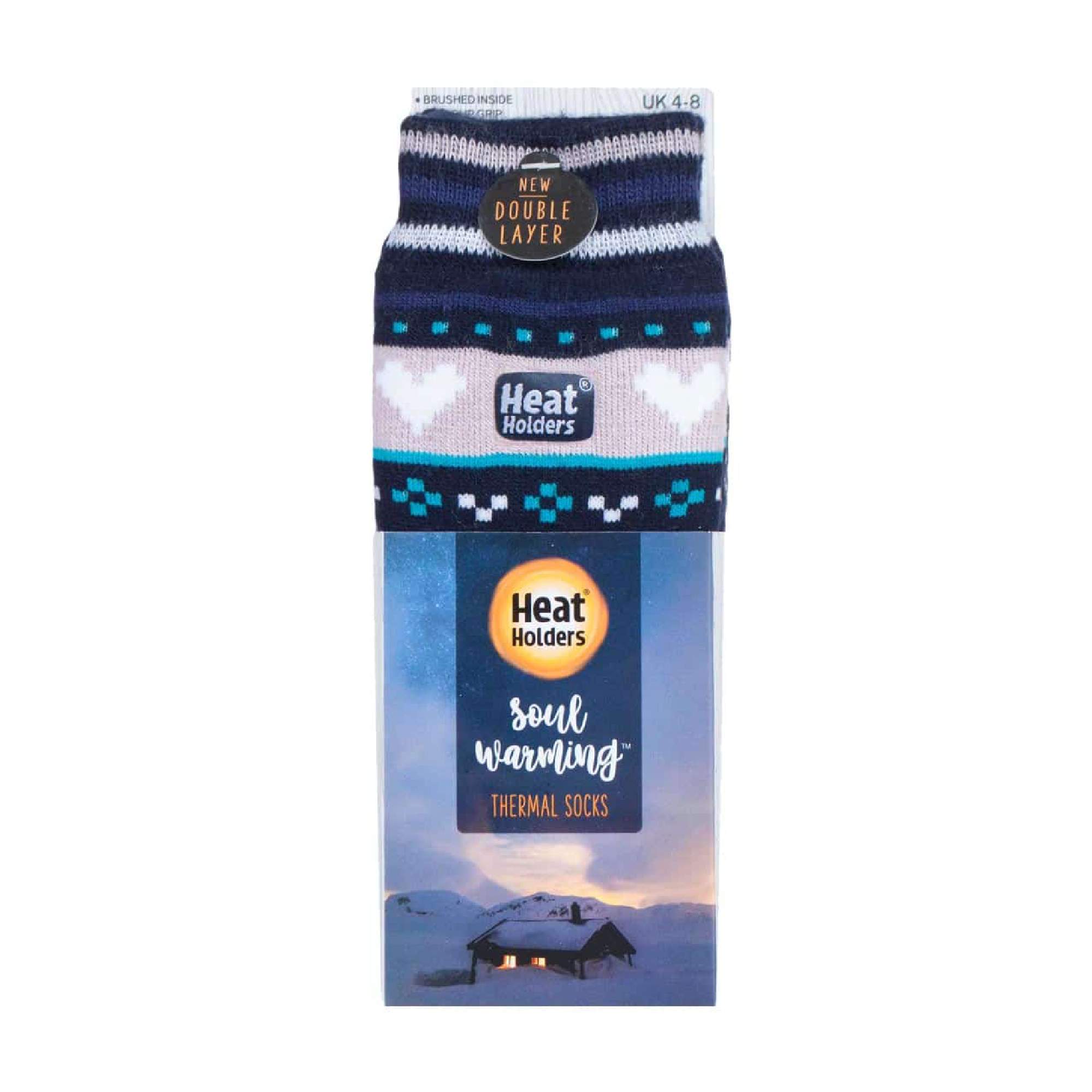 Ladies Fairisle Nordic Winter Non Slip Thermal Slipper Socks