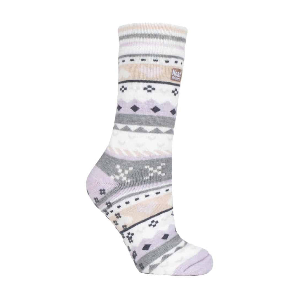 Ladies Fairisle Nordic Winter Non Slip Thermal Slipper Socks