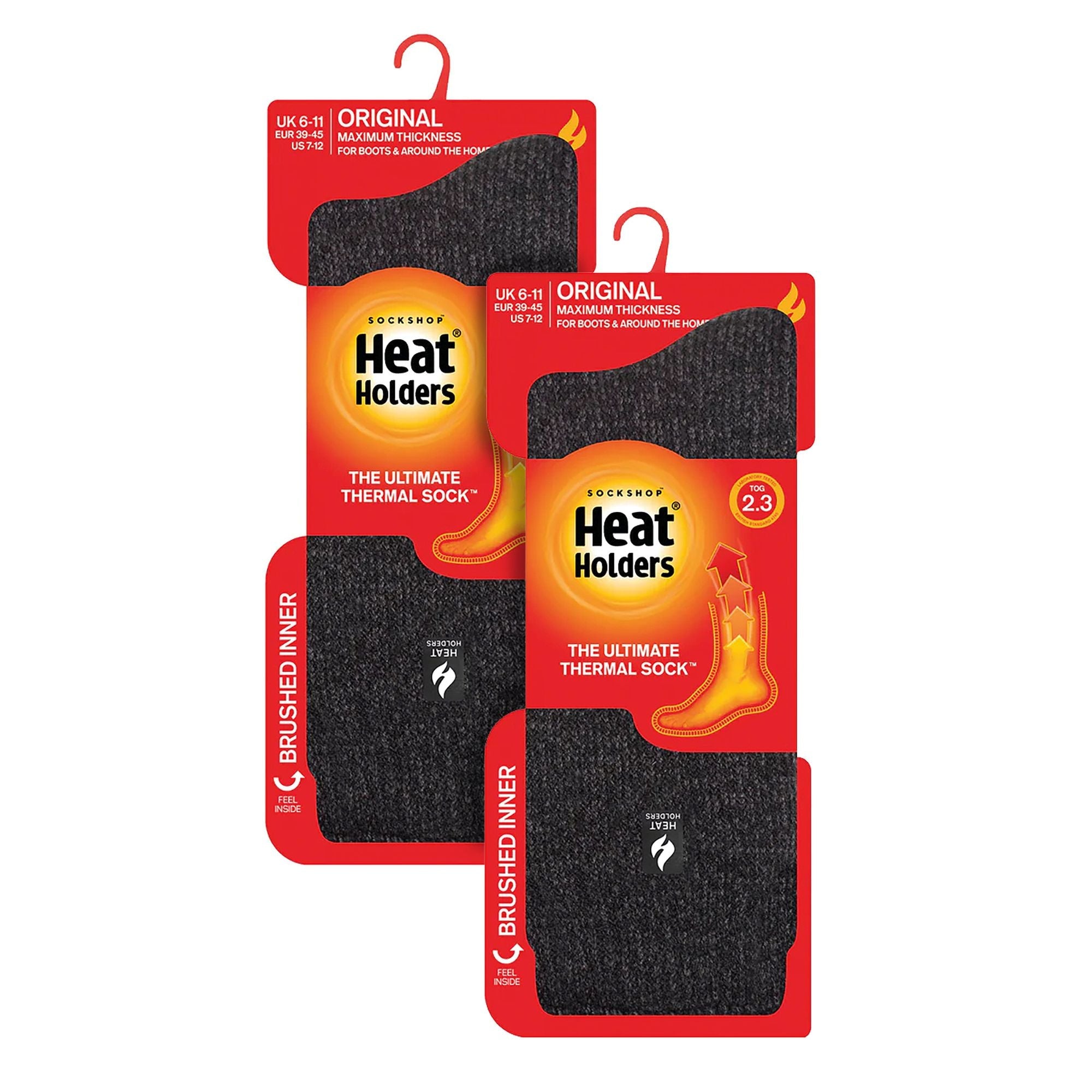 Mens 2 Pack Original Thermal Brushing Socks