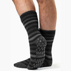 Mens Stripe Patterned Fleece Lined Thermal Slipper Socks