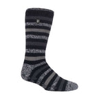 Mens Stripe Patterned Fleece Lined Thermal Slipper Socks