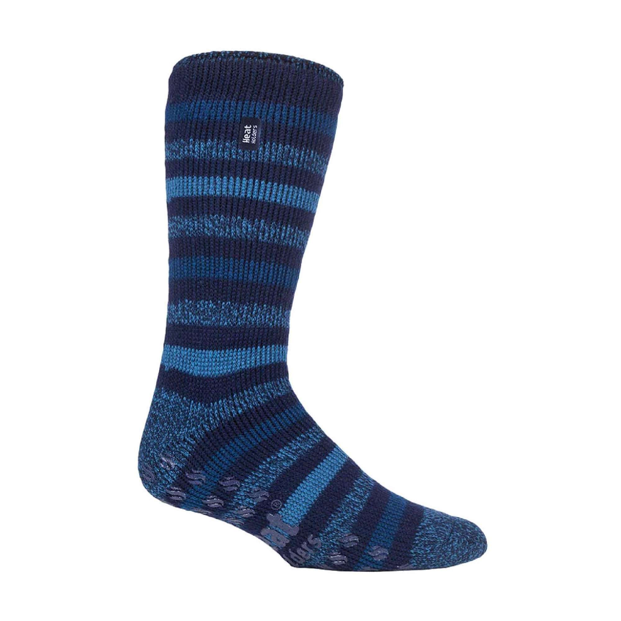 Mens Stripe Patterned Fleece Lined Thermal Slipper Socks