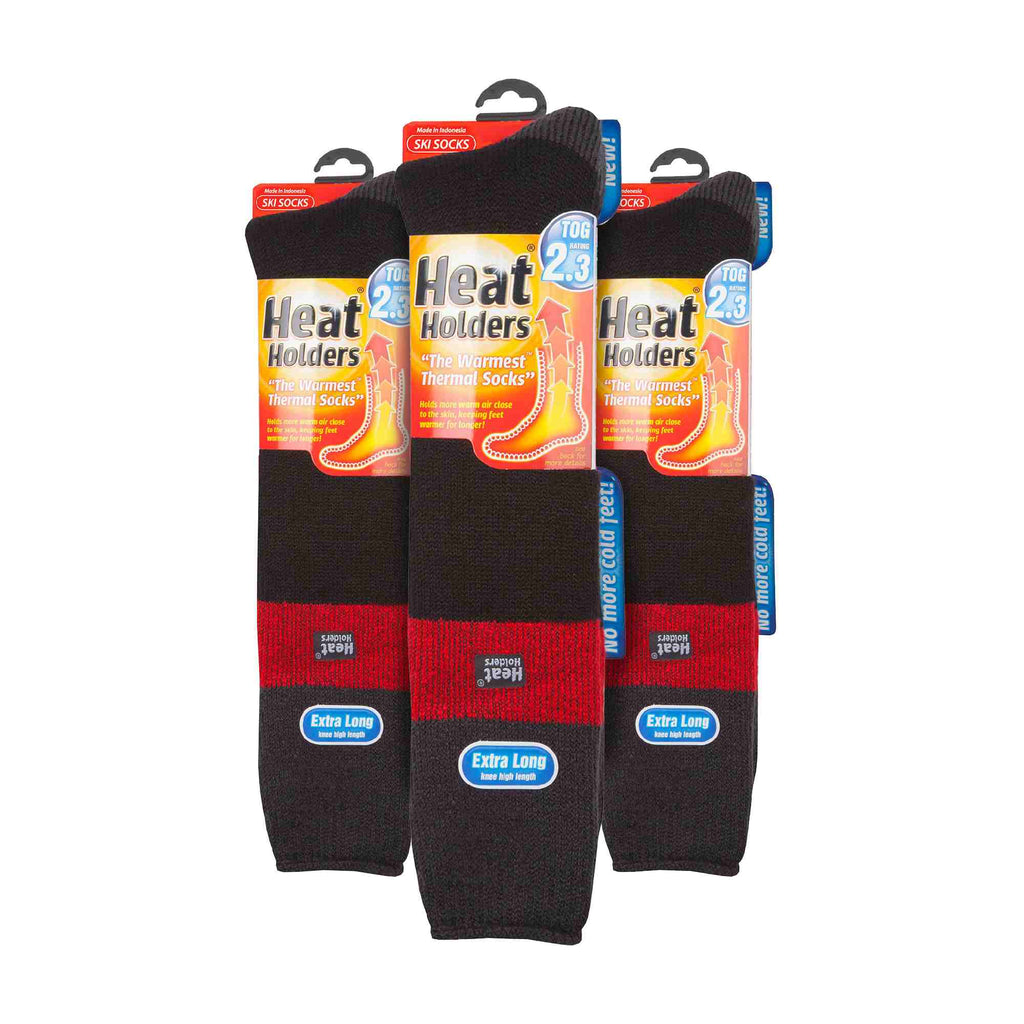 Men's Thermal Striped Ski Socks | High Quality Heat Holders Extra Long Socks