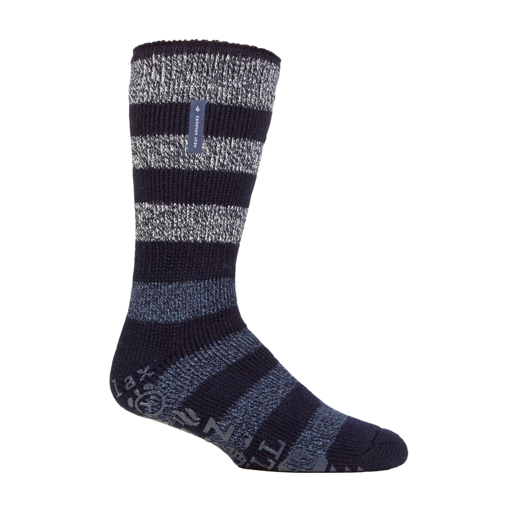 Men's Warm Fleece-Lined Non-Slip Lounge Bed Socks with Grippers