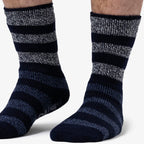 Men's Warm Fleece-Lined Non-Slip Lounge Bed Socks with Grippers