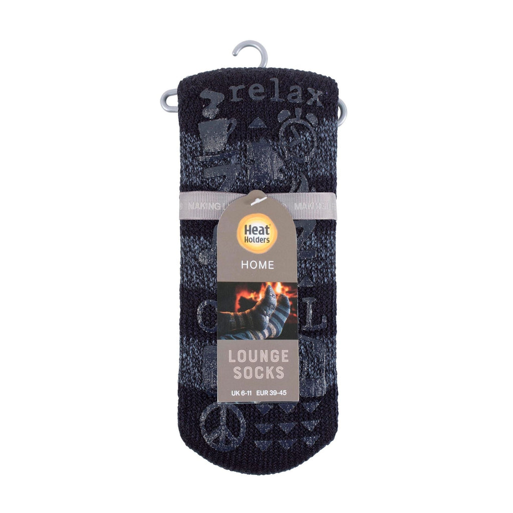 Men's Warm Fleece-Lined Non-Slip Lounge Bed Socks with Grippers