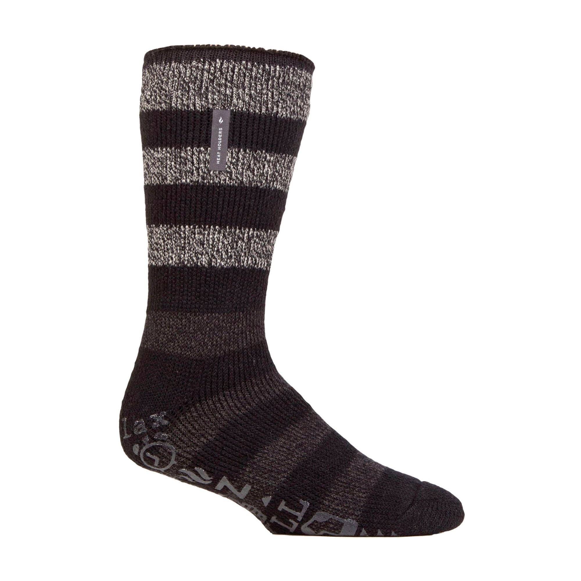 Men's Warm Fleece-Lined Non-Slip Lounge Bed Socks with Grippers