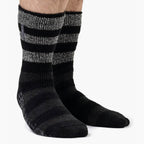 Men's Warm Fleece-Lined Non-Slip Lounge Bed Socks with Grippers