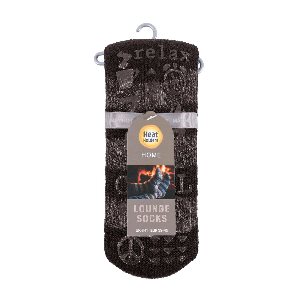 Men's Warm Fleece-Lined Non-Slip Lounge Bed Socks with Grippers