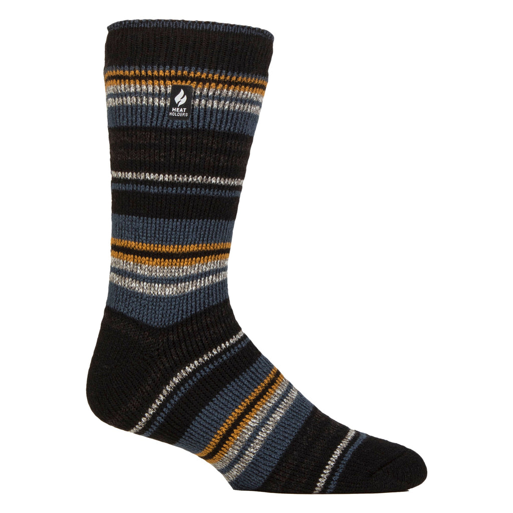 Mens Thermal Patterned Brushed Socks with Stripes for Winter