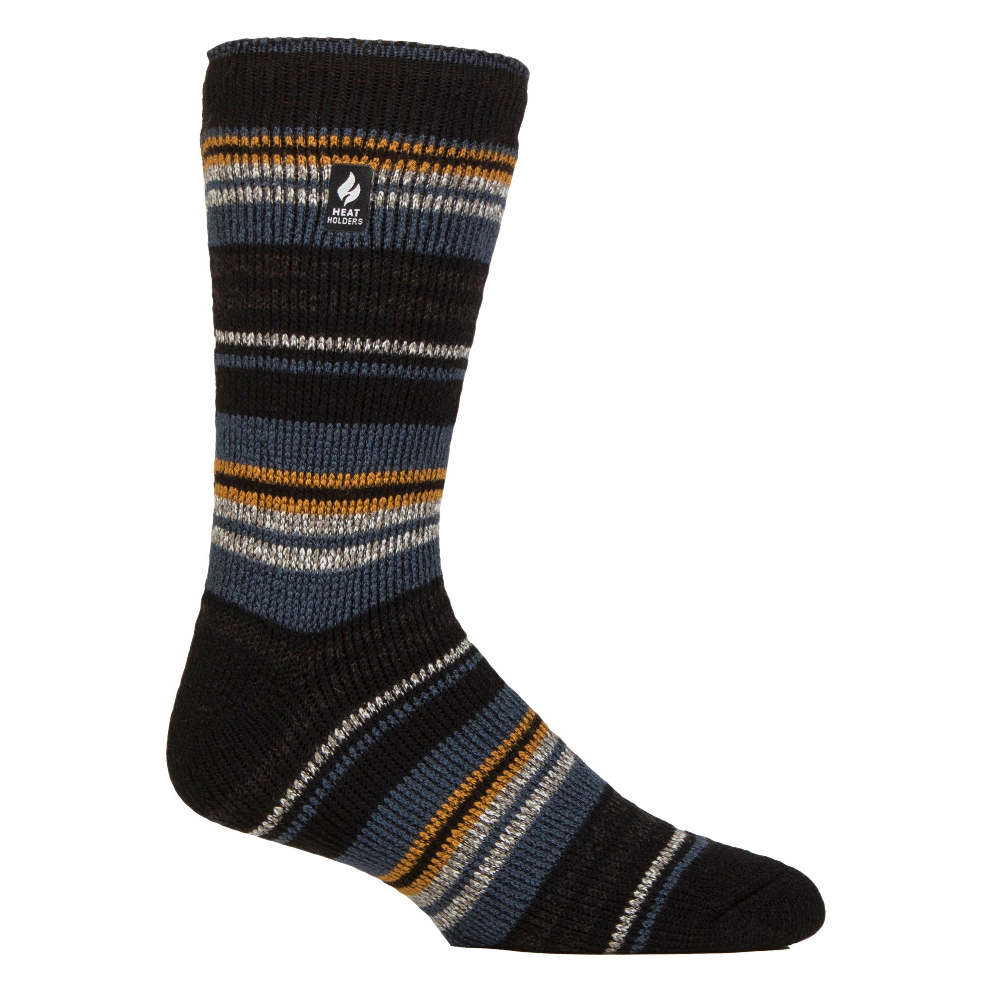 Mens Thermal Patterned Brushed Socks with Stripes for Winter