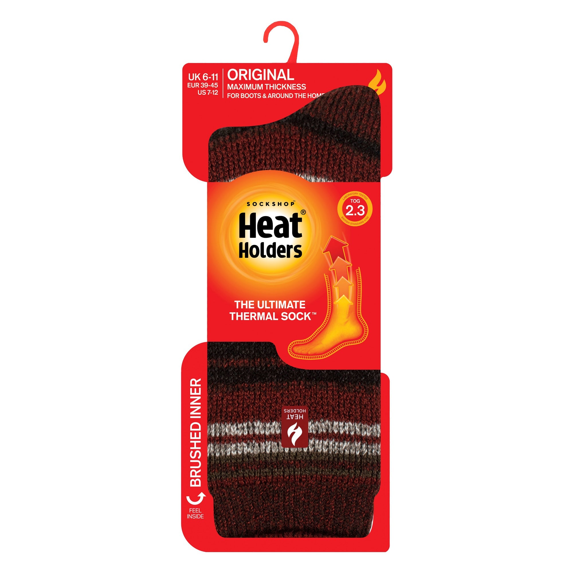 Mens Thermal Patterned Brushed Socks with Stripes for Winter