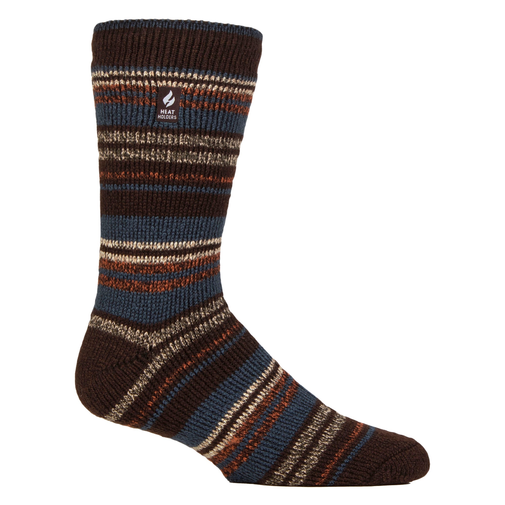 Mens Thermal Patterned Brushed Socks with Stripes for Winter