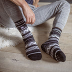 Mens Nordic Patterned Non Slip Thermal Slipper Socks with Grips