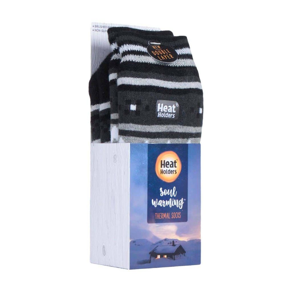 Mens Nordic Patterned Non Slip Thermal Slipper Socks with Grips
