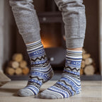 Mens Nordic Patterned Non Slip Thermal Slipper Socks with Grips