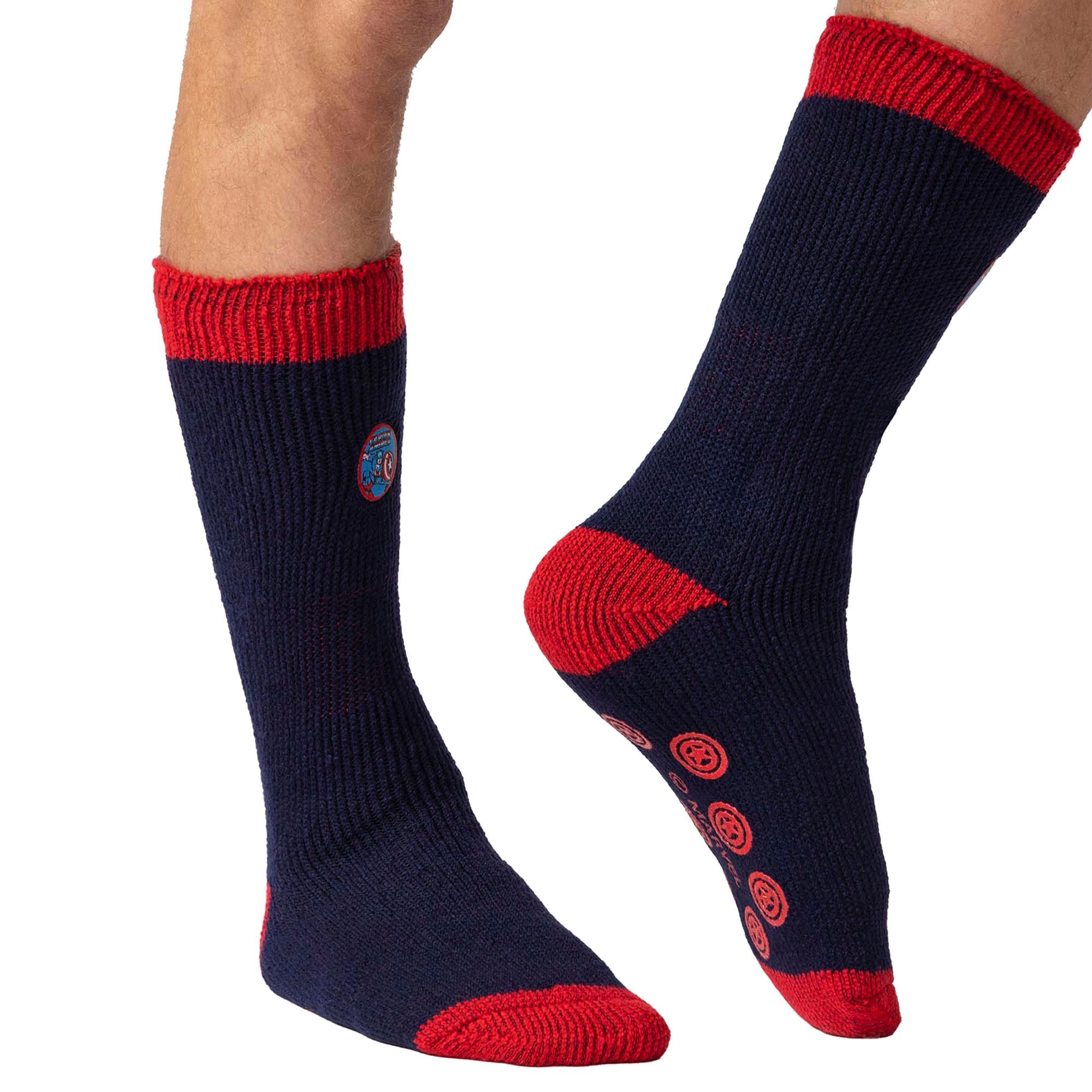 Mens Captain America Novelty Thermal Slipper Socks