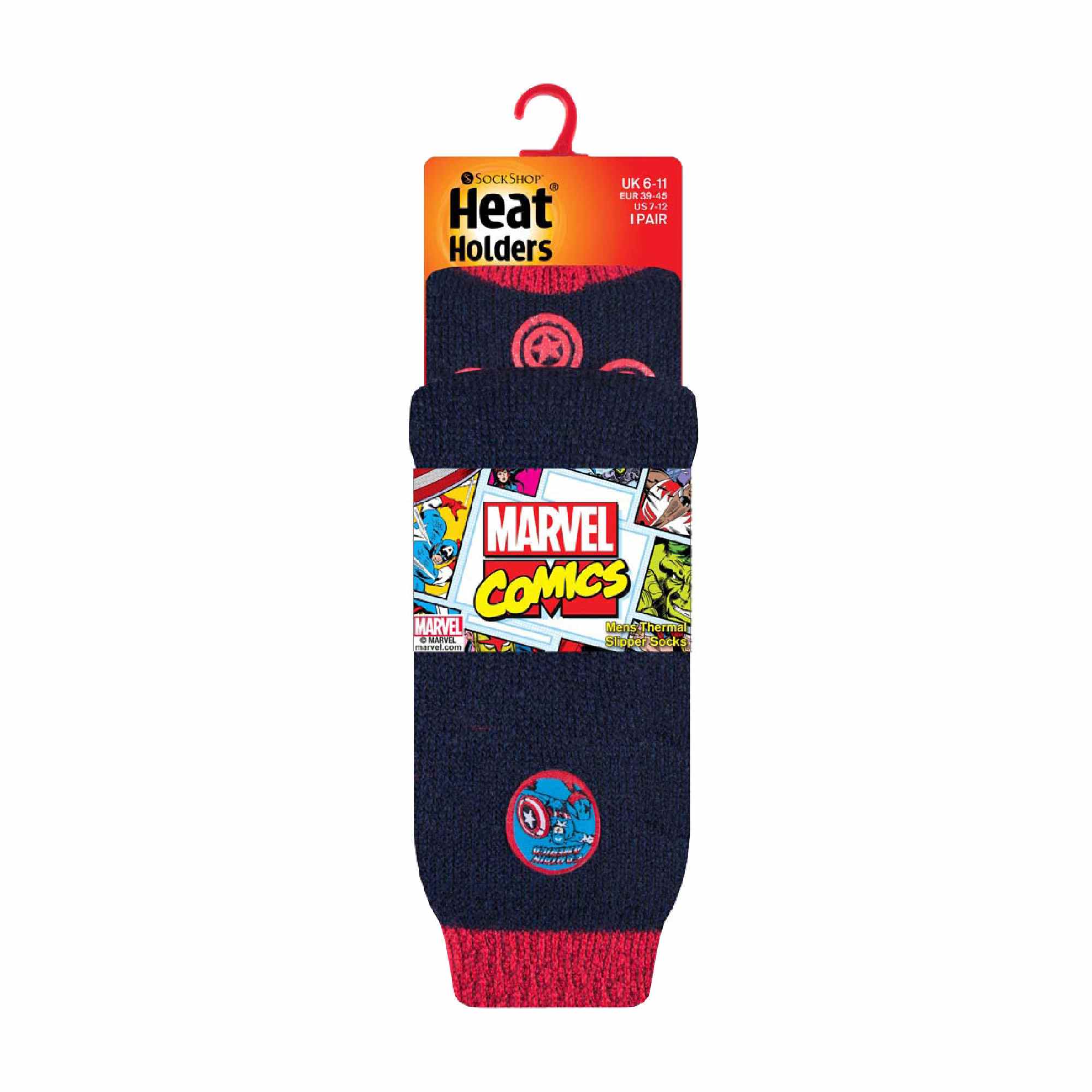 Mens Captain America Novelty Thermal Slipper Socks