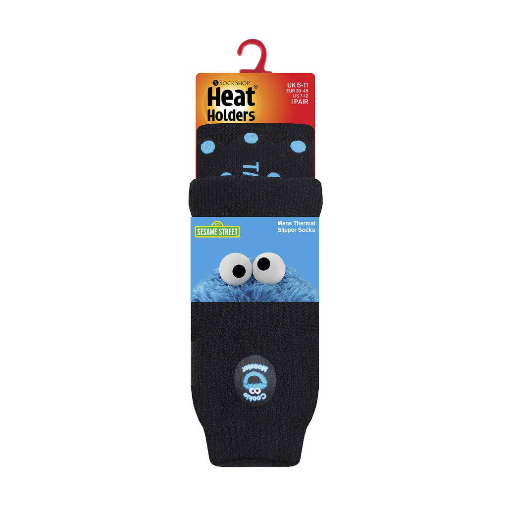 Mens Cookie Monster Novelty Thermal Slipper Socks