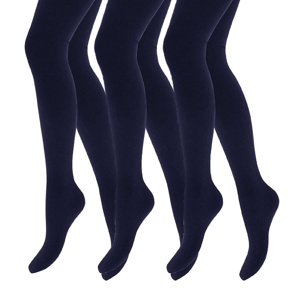 3 Pair Multipack Girls Fleece Lined Opaque Thermal Tights for Winter
