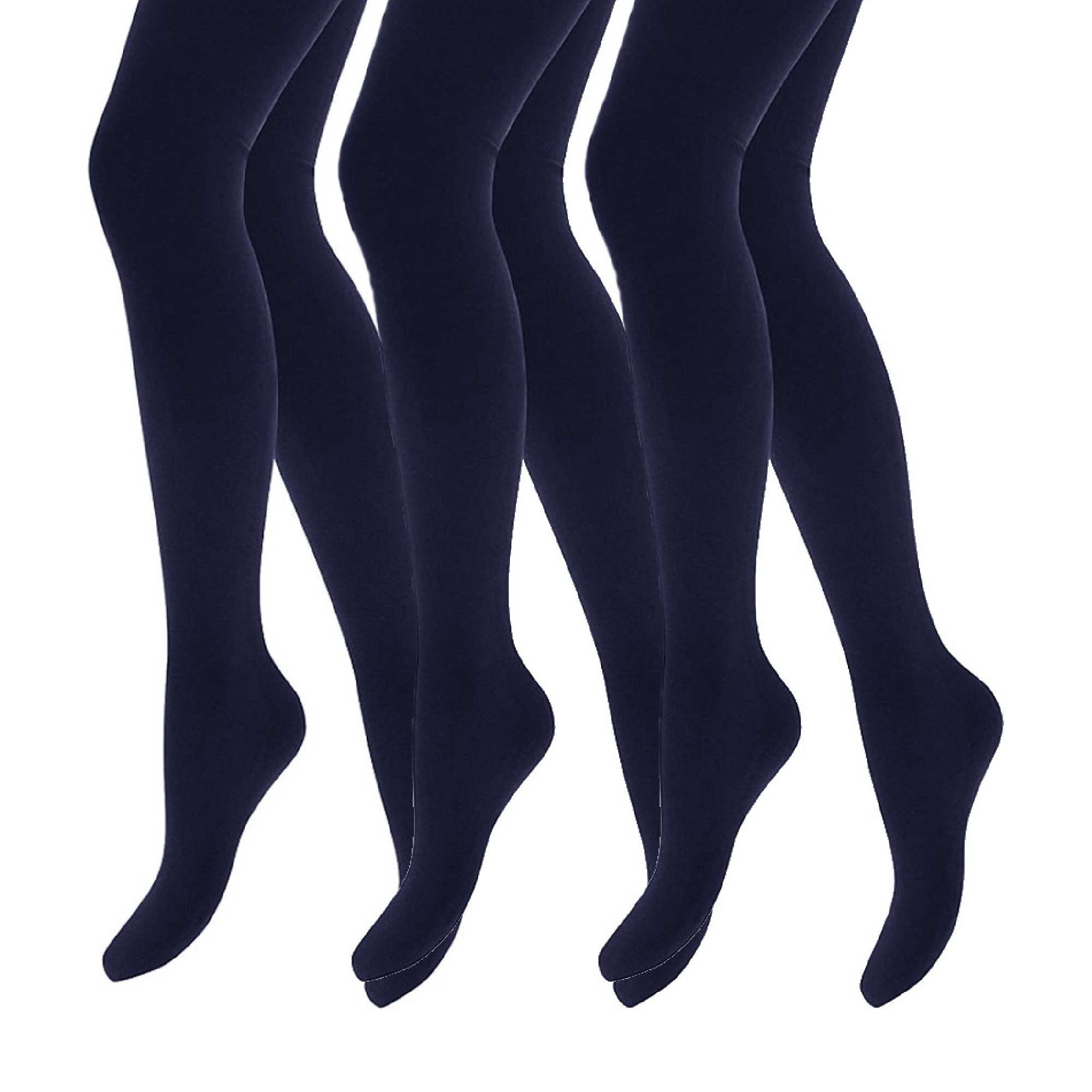 3 Pair Multipack Girls Fleece Lined Opaque Thermal Tights for Winter