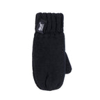 Kids Boys Winter Knitted Thermal Fleece Lined Cuffed Beanie Hat & Mittens Set
