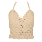 Lace Up Crochet Halter Top