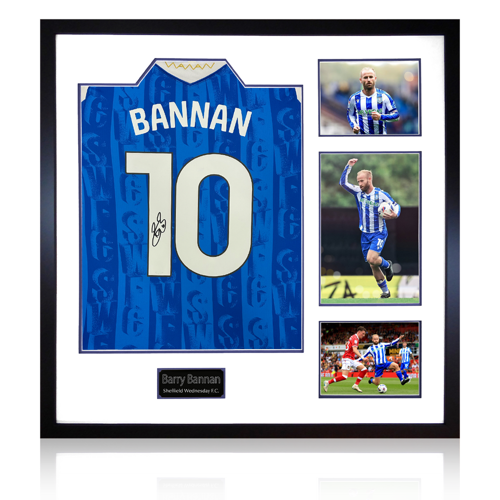 Barry Bannan Signed Sheffield Wednesday 25/26 Shirt Elite Frame w/ Fan Style Numbers