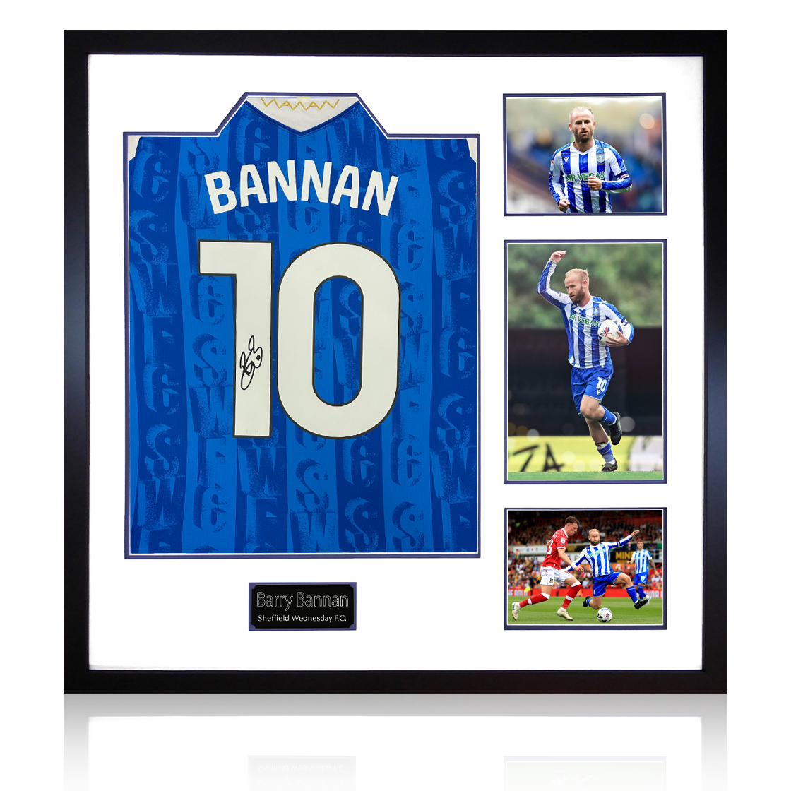 Barry Bannan Signed Sheffield Wednesday 25/26 Shirt Elite Frame w/ Fan Style Numbers