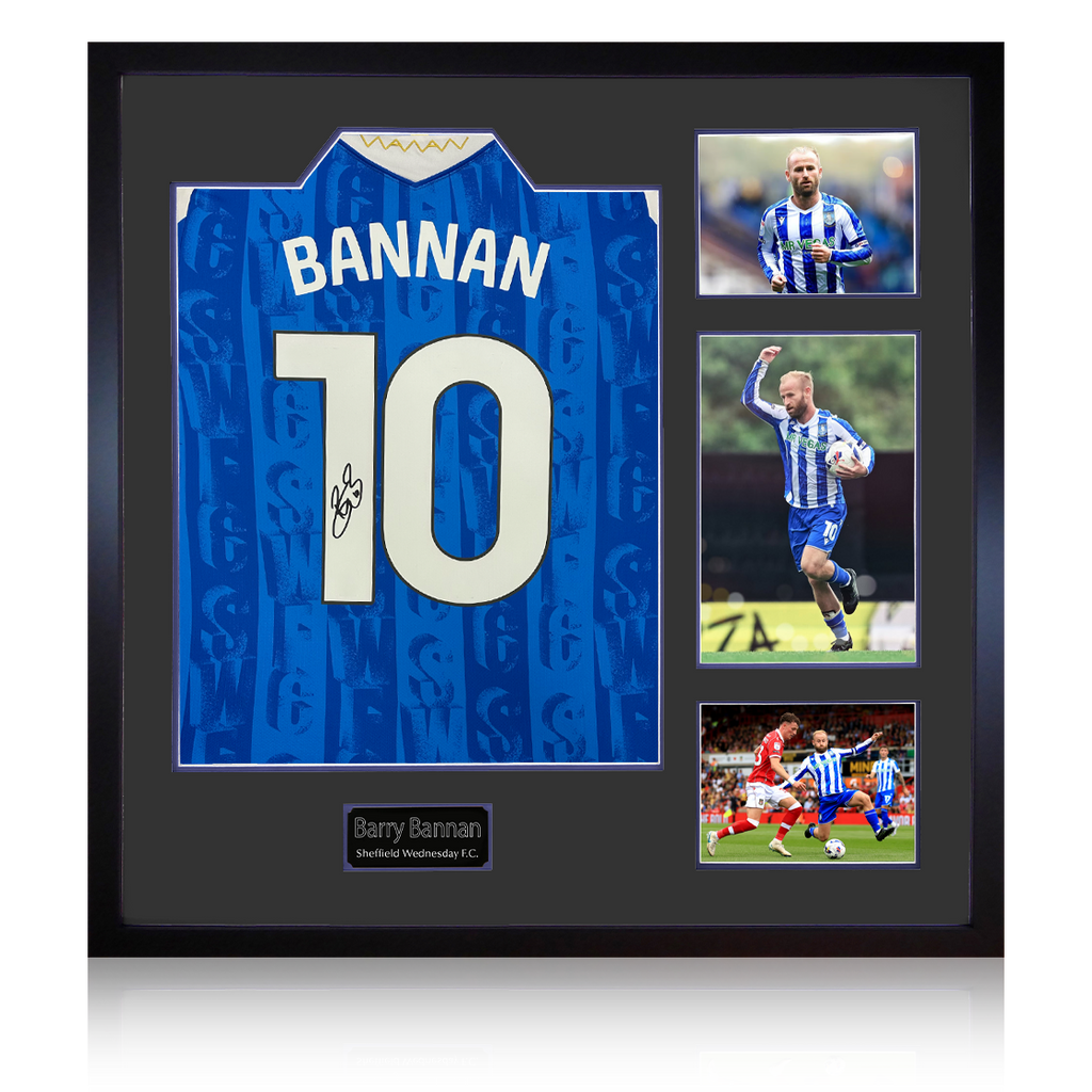 Barry Bannan Signed Sheffield Wednesday 25/26 Shirt Elite Frame w/ Fan Style Numbers