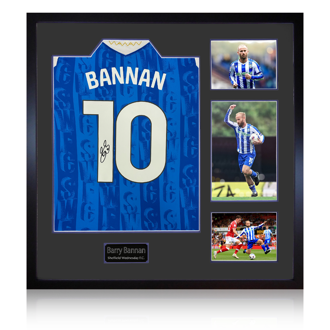 Barry Bannan Signed Sheffield Wednesday 25/26 Shirt Elite Frame w/ Fan Style Numbers