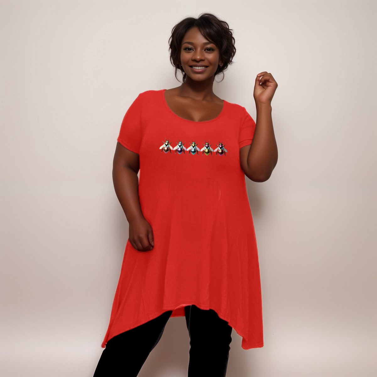 Multi Coloured Bee-Logo Hanky-Hem Swing Top