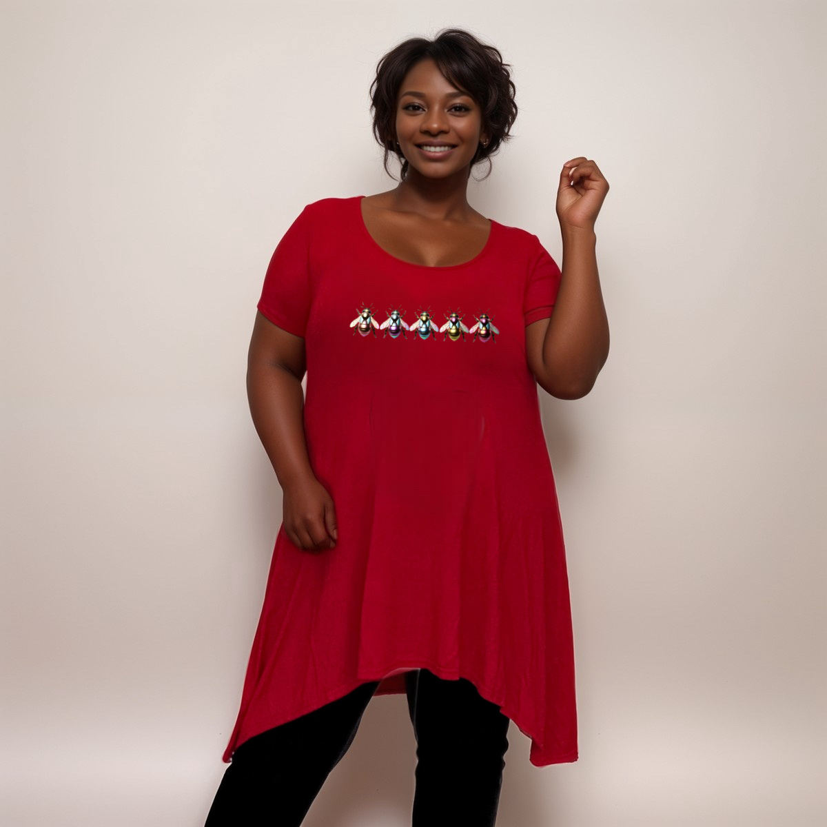 Multi Coloured Bee-Logo Hanky-Hem Swing Top