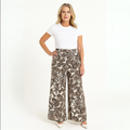 Feature hem wide leg elastic waist palazzo trousers