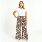 Feature hem wide leg elastic waist palazzo trousers