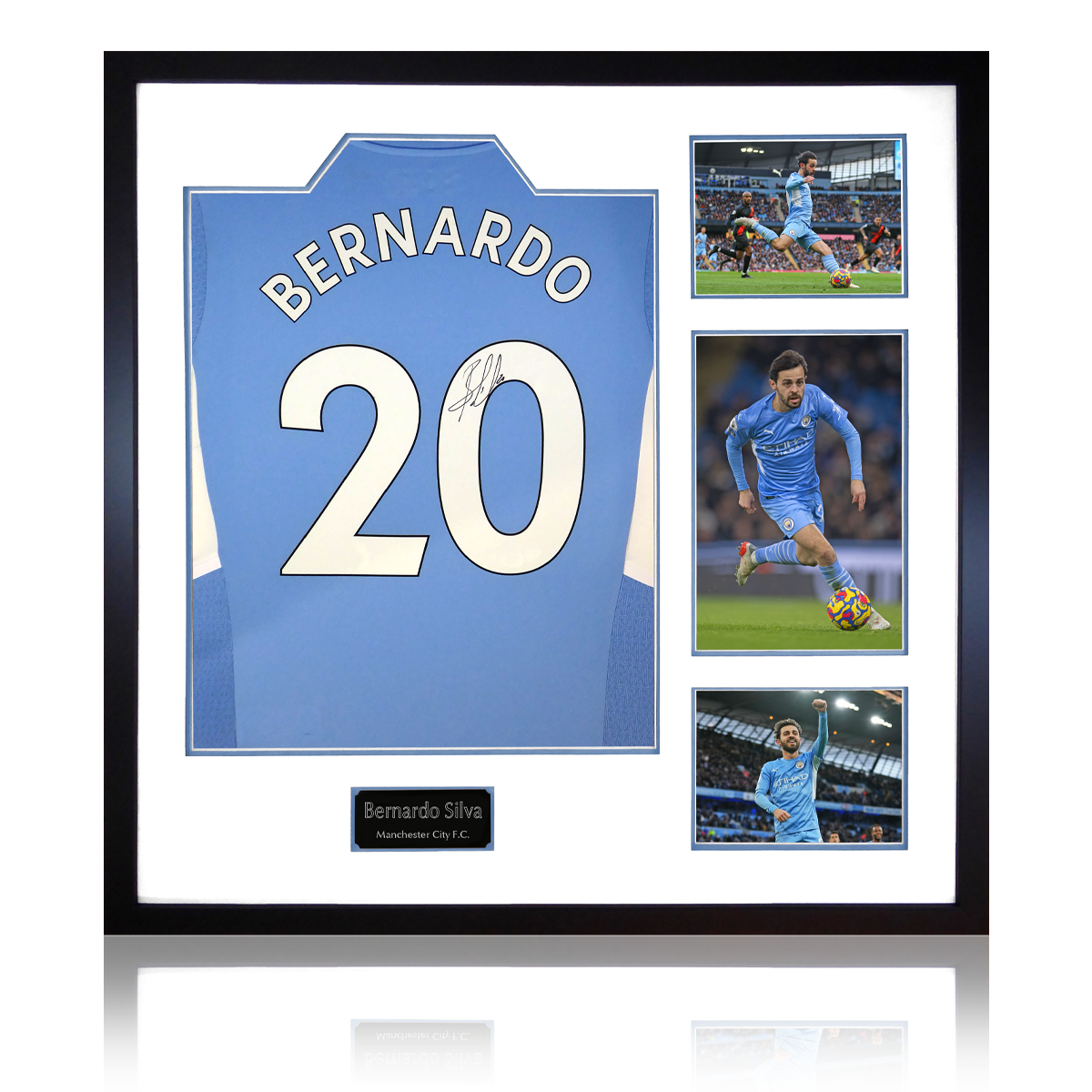 Bernardo Silva Signed Man City 21-22 Shirt Elite Frame