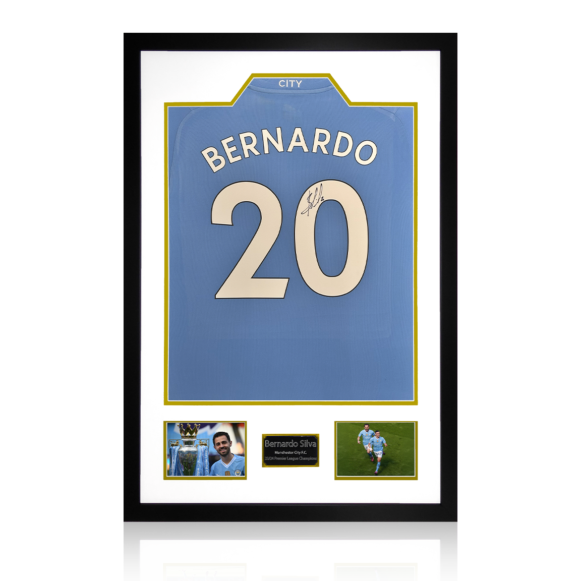 Bernardo Silva Signed Manchester City 23/24 Premier League Champions Shirt Premium Frame