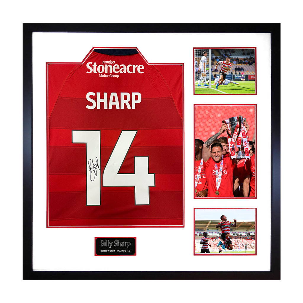 Billy Sharp Signed Doncaster Rovers Shirt Elite Frame
