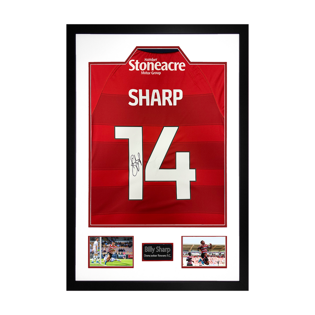 Billy Sharp Signed Doncaster Rovers Shirt Premium Frame
