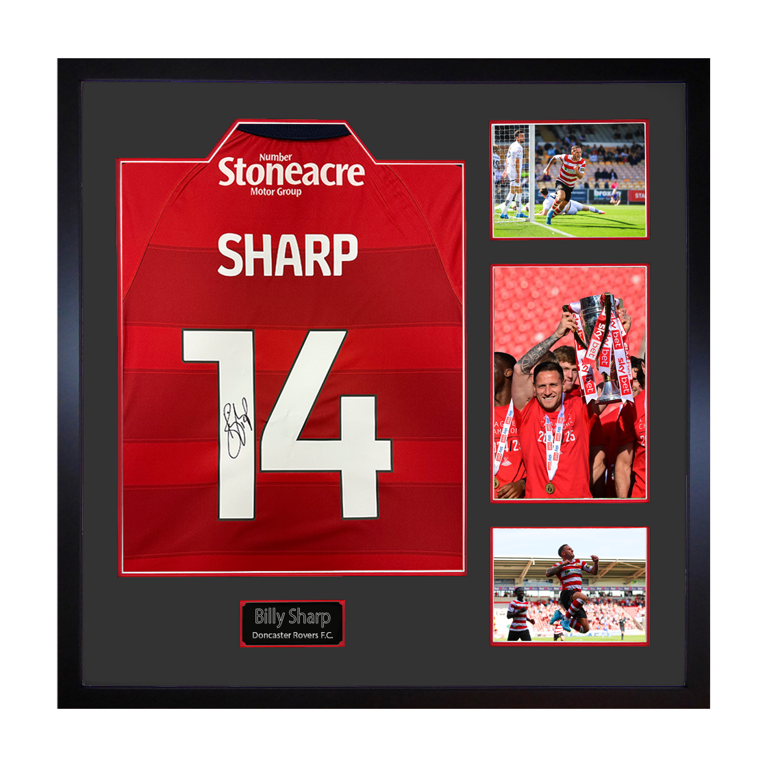 Billy Sharp Signed Doncaster Rovers Shirt Elite Frame