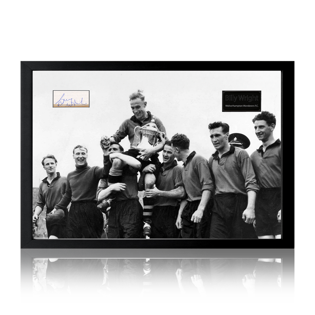Billy Wright Signed Wolverhampton Wanderers Cut Iconic Frame