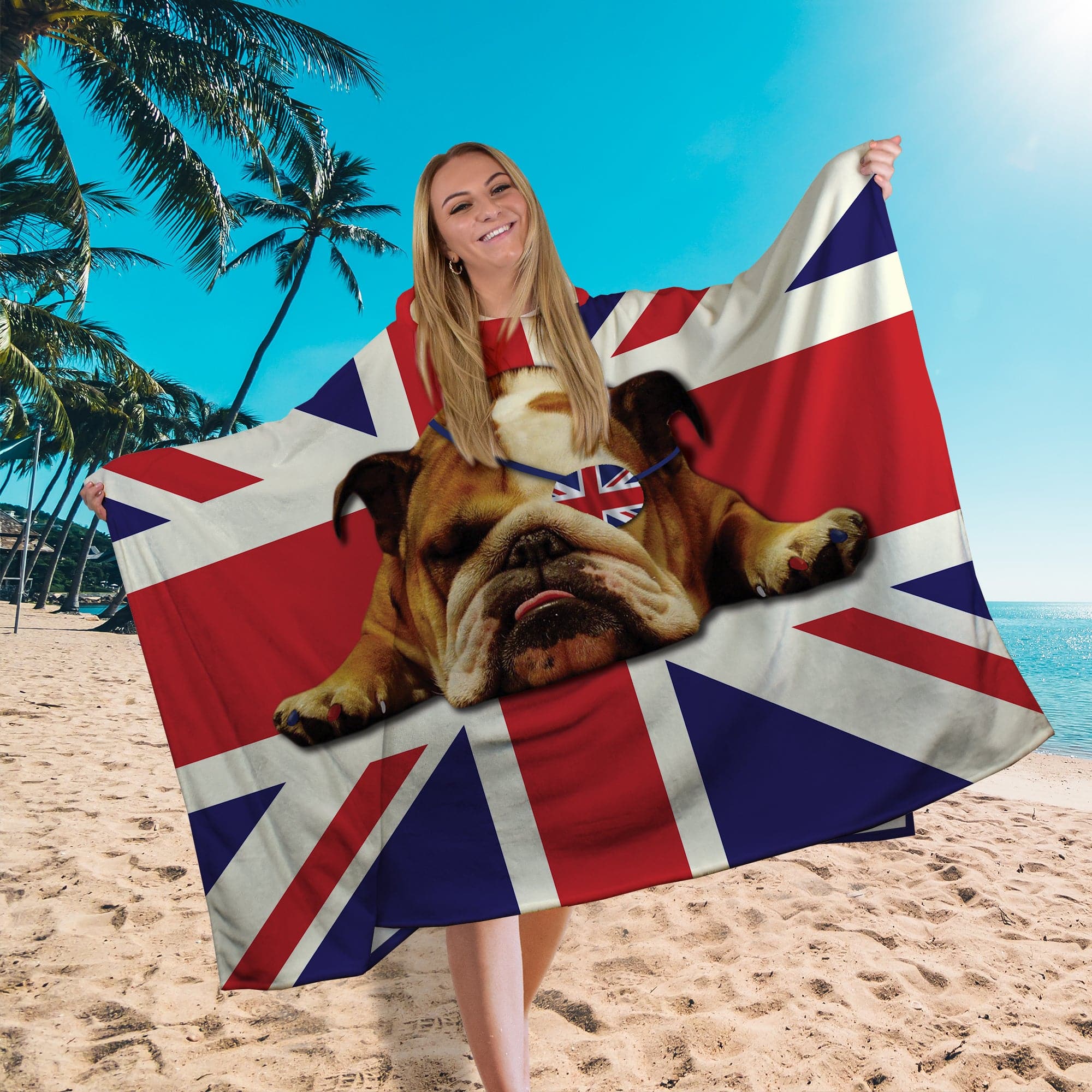 Hooded Towel - Lightweight, Microfibre - British Bulldog