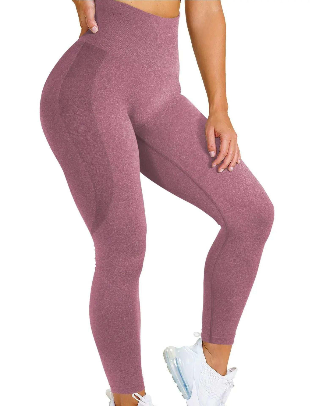 Seamless Yoga Pants - Moisture-Wicking Comfort in Stylish Brown for Gym and Everyday Wear