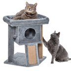 PawHut Cat Tree Tower for Indoor Cats Cat Scratching Post Climbing Activity Centre w/Jute Scratching Pad, Toy Ball, Cat House - Grey