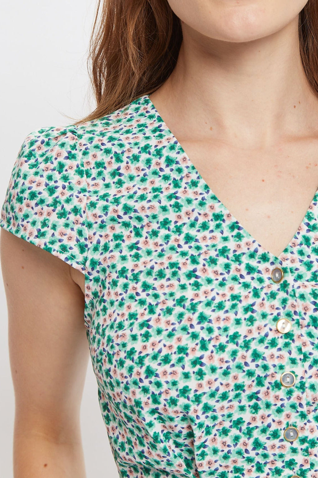 Louche Cathleen Mint Blossom Print Mini Tea Dress