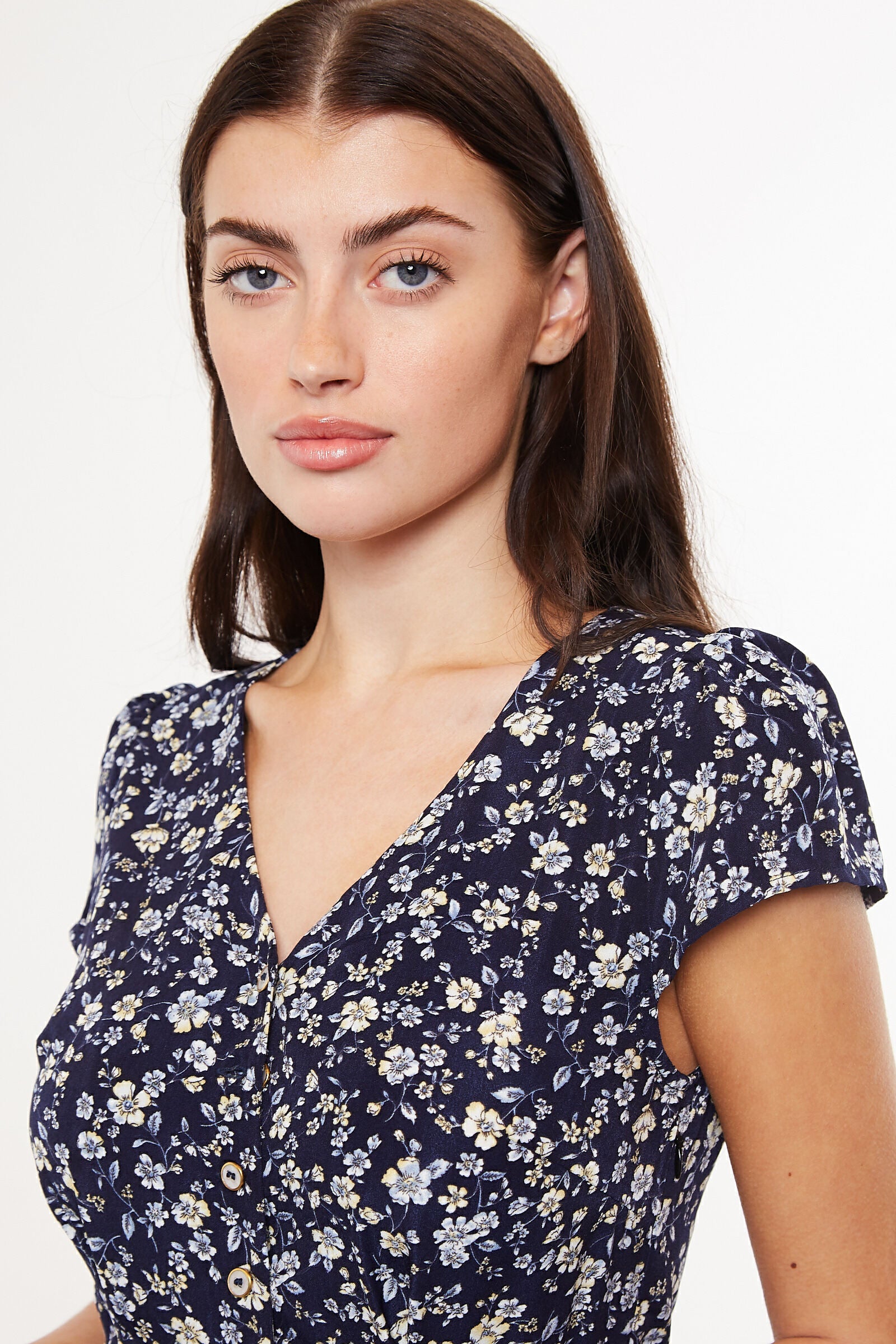 Cathleen Country Rose Print Tea Midi Tea Dress