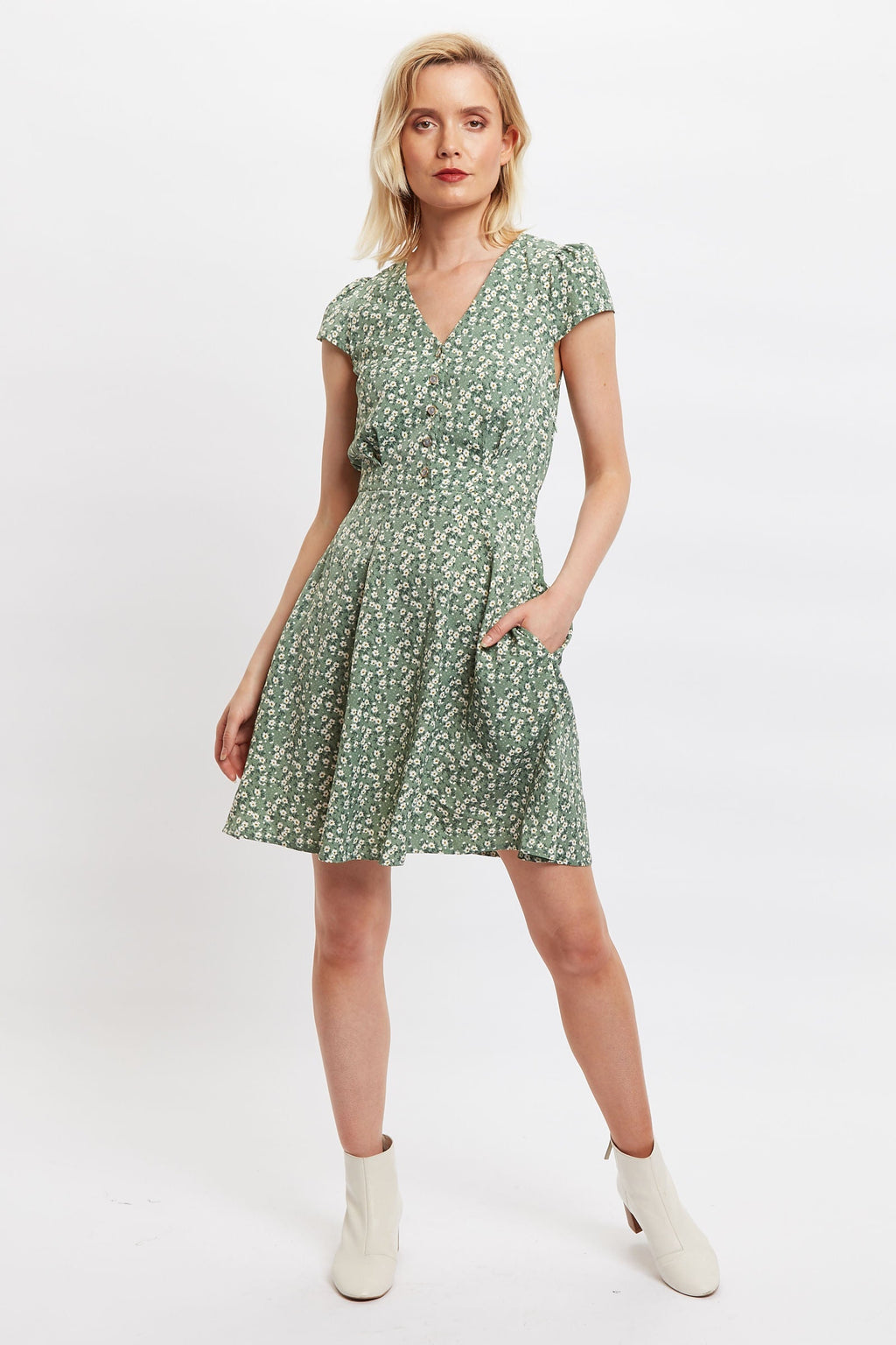 Louche Cathleen Double Daisy Print Mini Tea Dress