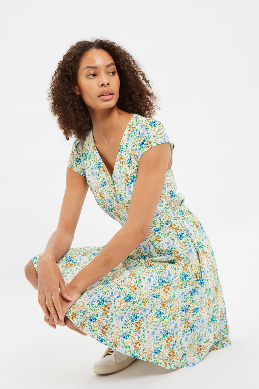 Louche Cathleen Mini Flower Show Print Mini Tea Dress